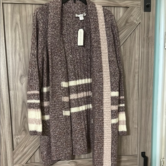 Christopher & Banks Sweaters - Christopher & Banks Cream and Purple Cardigan Sweater